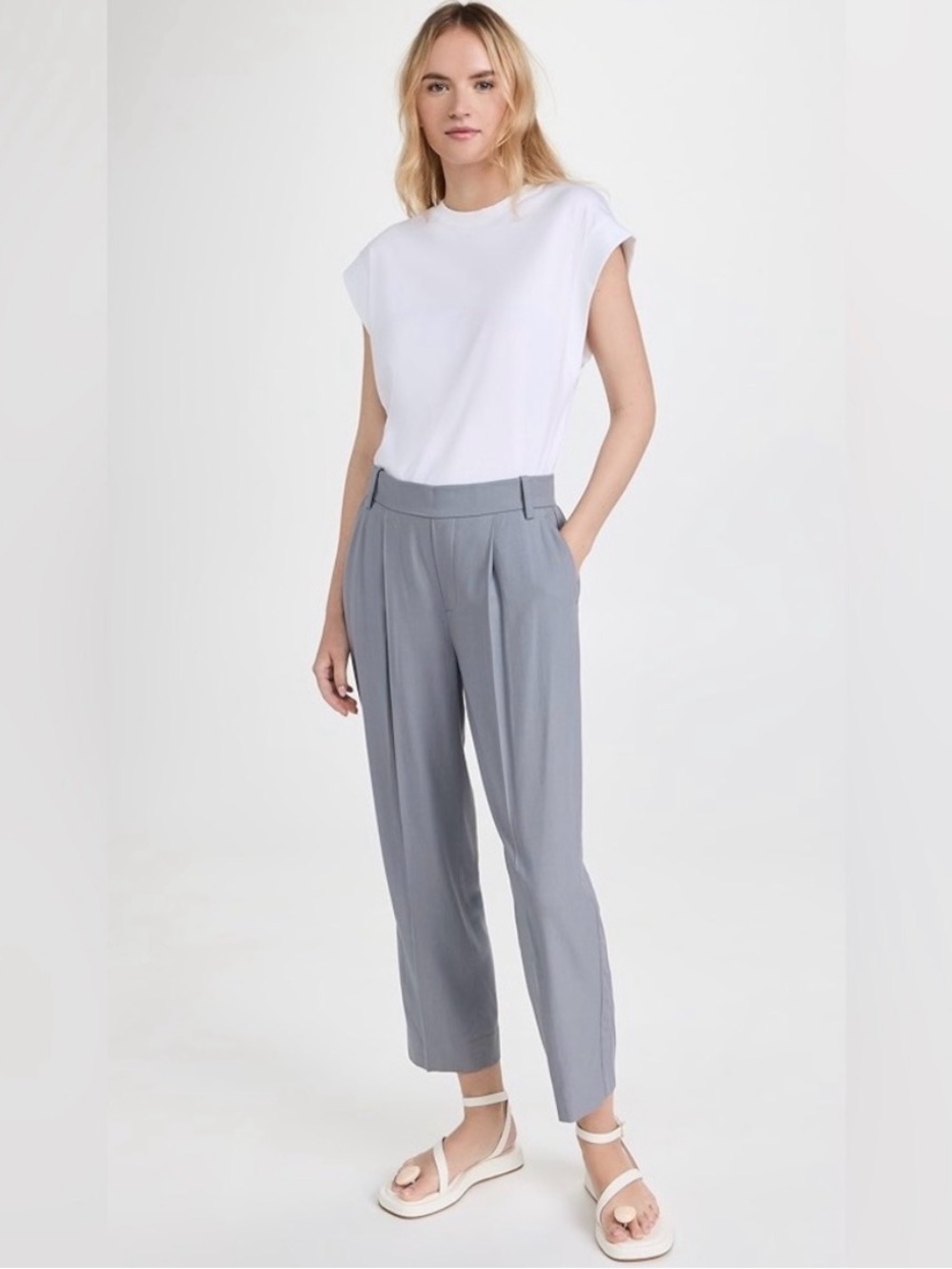 Vince Gray Viscose Drapey Pleated Trousers w/Elastic back (V862121990) (NWT L)